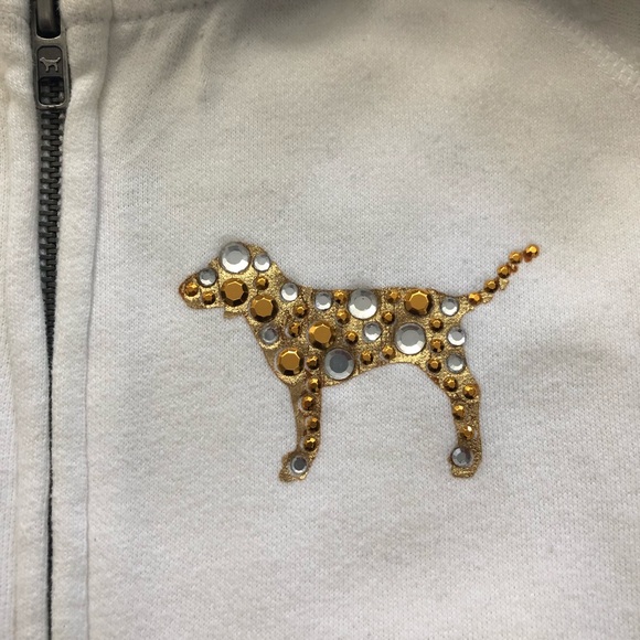 PINK Rhinestone Metallic Peace Sign Zip-Up Hoodie - Picture 3 of 10